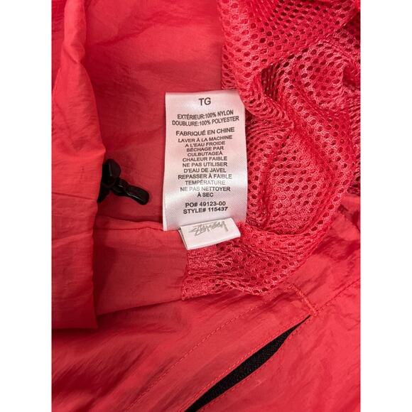 STUSSY Sport Jacket XL Mens Coral Pink Half Zip Pullover Windbreaker - Picture 9 of 9
